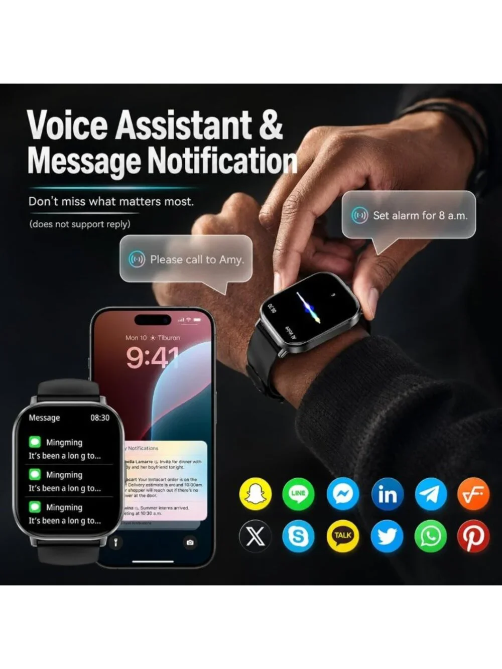 HD Touchscreen Smart Watch Fitness Tracker, Bluetooth Calling, 120+ Sports
